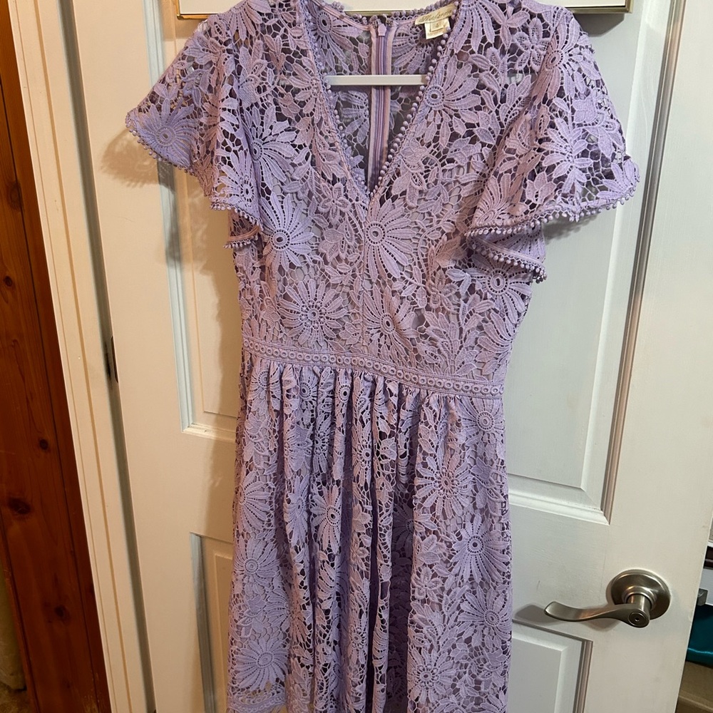 Size 4 by SHOSHANNA beautiful lavender lace looks like new. Lined !